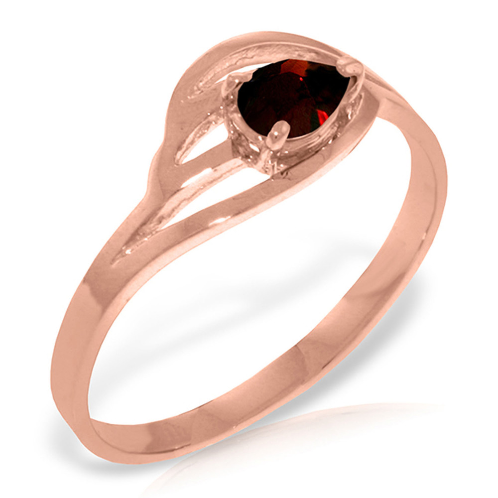 14K. SOLID GOLD RING WITH NATURAL GARNET (Rose Gold) - Picture 1 of 2